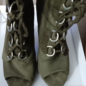 Chinese Laundry Olive Green Lace-Up Peep Toe Ankle Boots